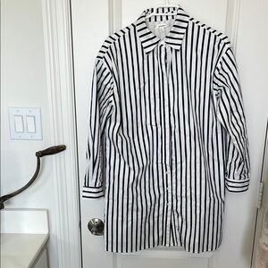 Black and White Striped Button-Up Shirt